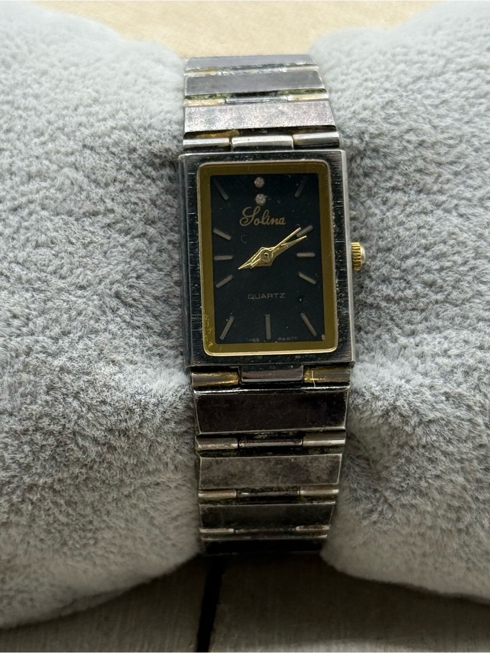 Solina Two-Tone Black Dial Rectangular Quartz Watch
